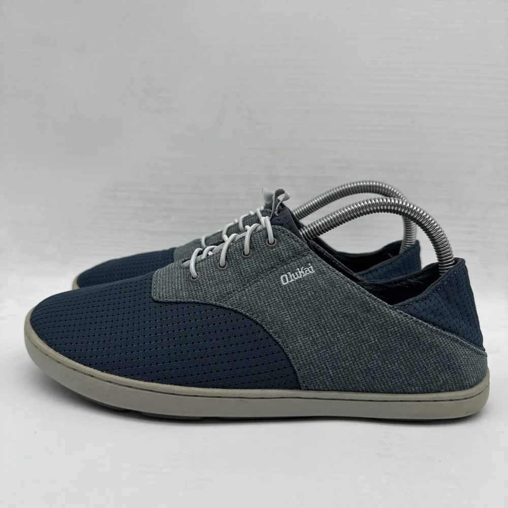 Olukai Nohea Moku Mens Size 8 Blue Mesh Boat Shoes Sneakers No Tie Slip On